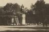 Polish military barracks and military school under german control. Pilsudski statue